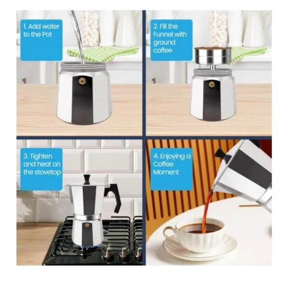 Silver Stovetop Espresso Maker - Picture 5 of 8